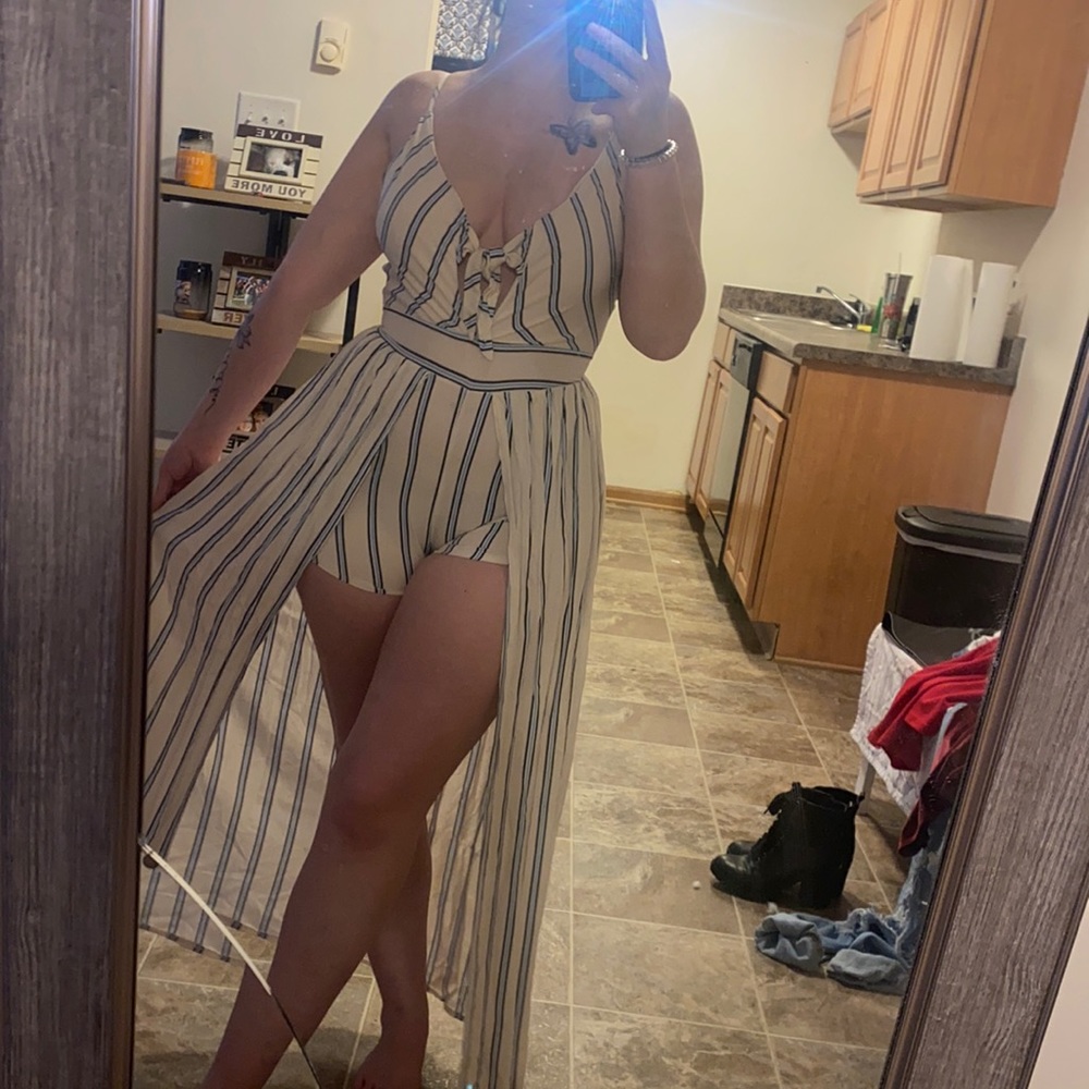 Romper with attached skirt